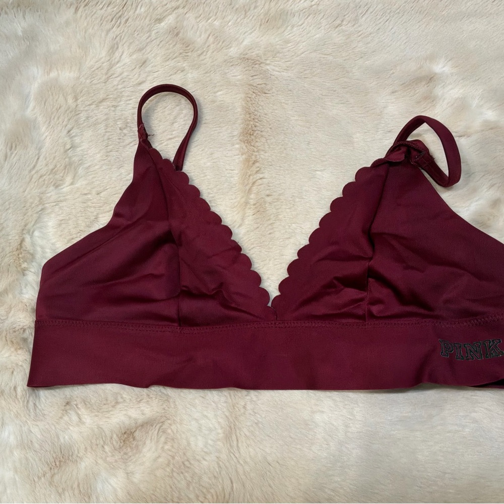 Victoria’s Secret PINK Bonded Bralette Burgundy Scalloped | Size S
